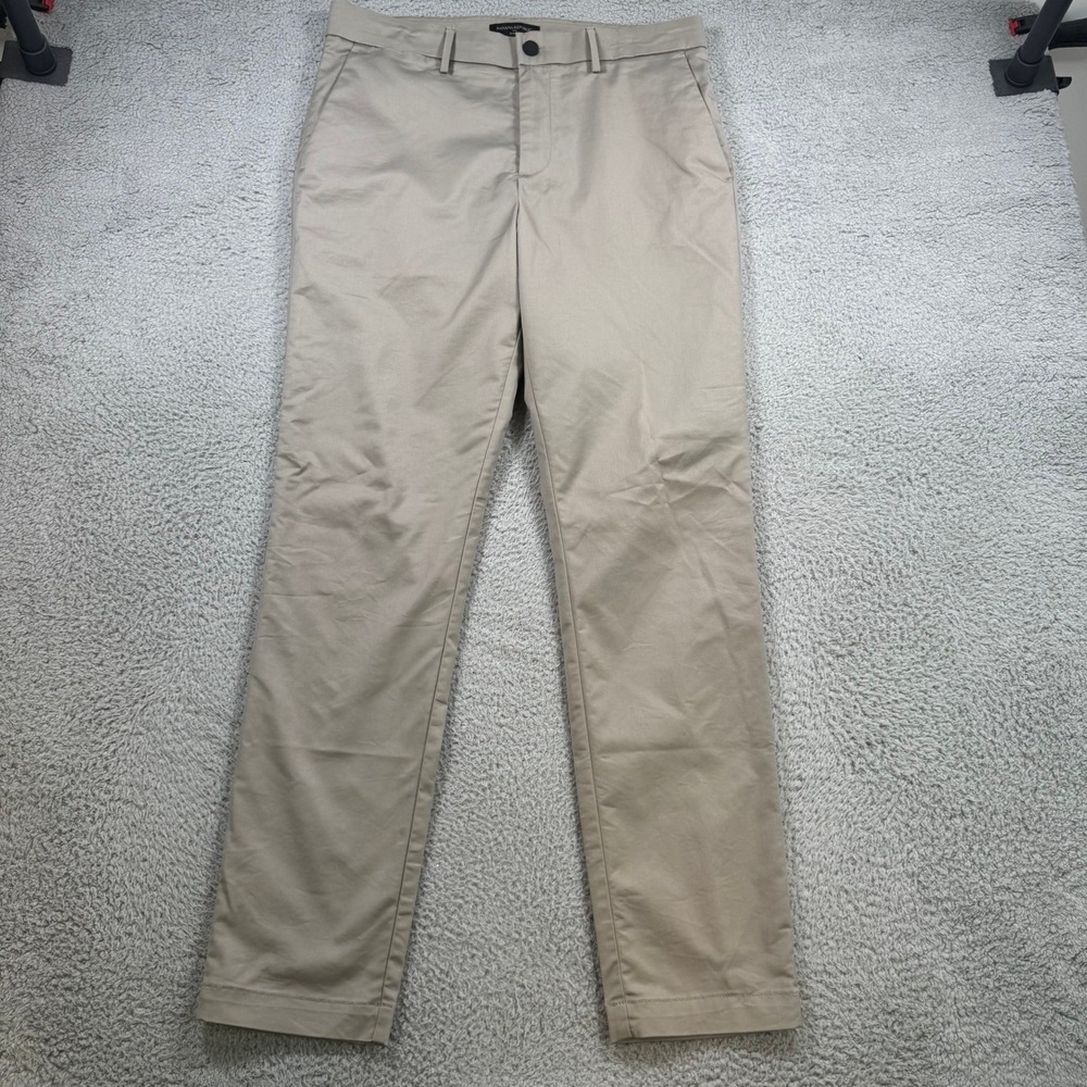 Banana Republic Slim Fit Khaki Chino Pants Mens 33x32 Tan Stretch Cotton‎ Blend